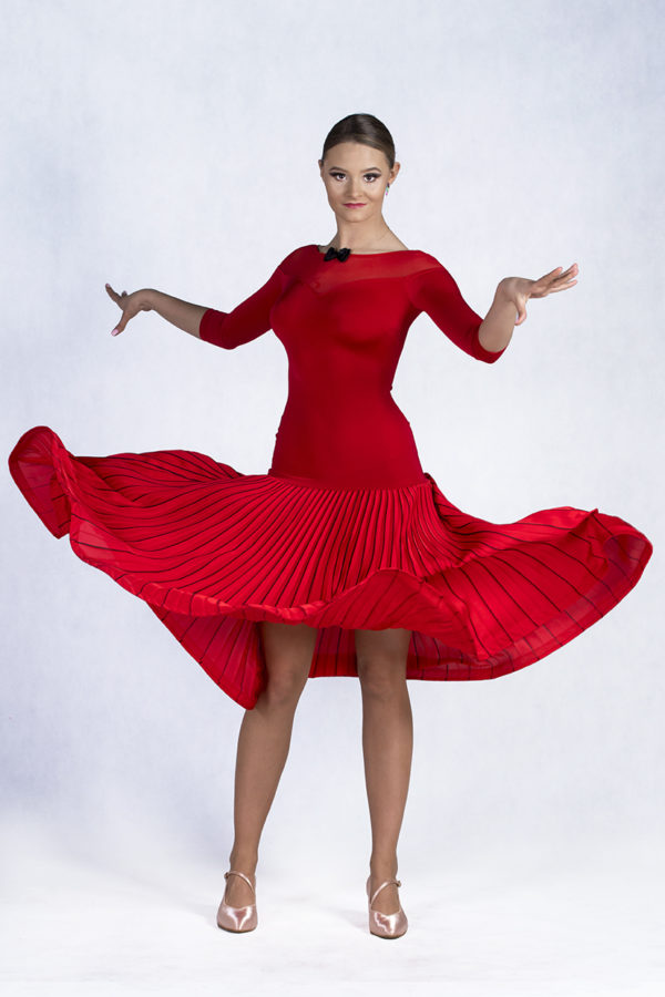 5th Ave Pleated Dress red <br/> P19120014-02