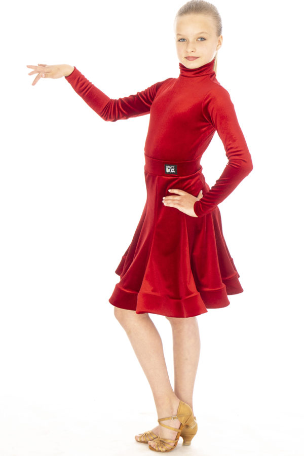 Jessie Latin Velvet Skirt Red <br/> G20120014-02