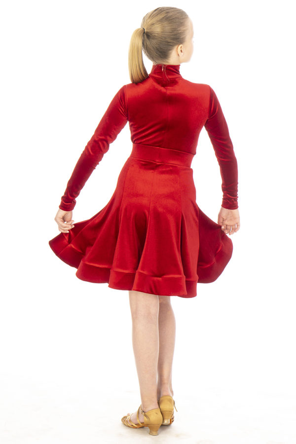 Jessie Latin Velvet Skirt Red <br/> G20120014-02