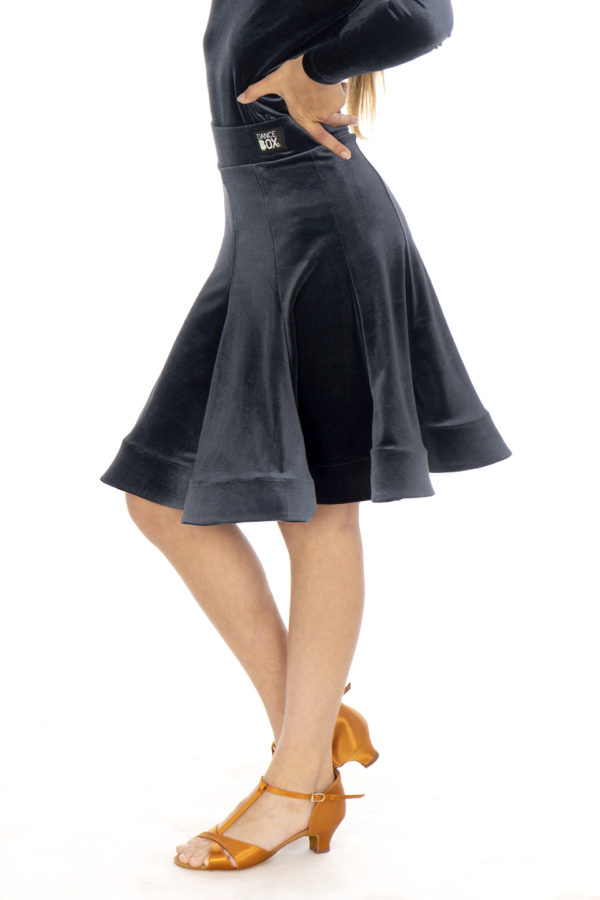 Jessie Latin Velvet Skirt Hematite <br/> G20120014-04