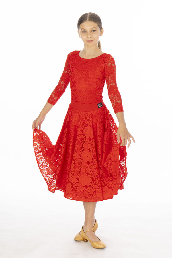 Hailee Lace Ballroom Skirt Red <br/> G20120013-02
