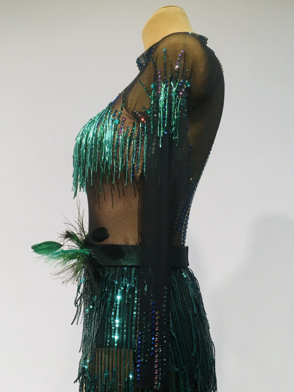 Emerald Sequin Latin Dress  <br/> HC20003