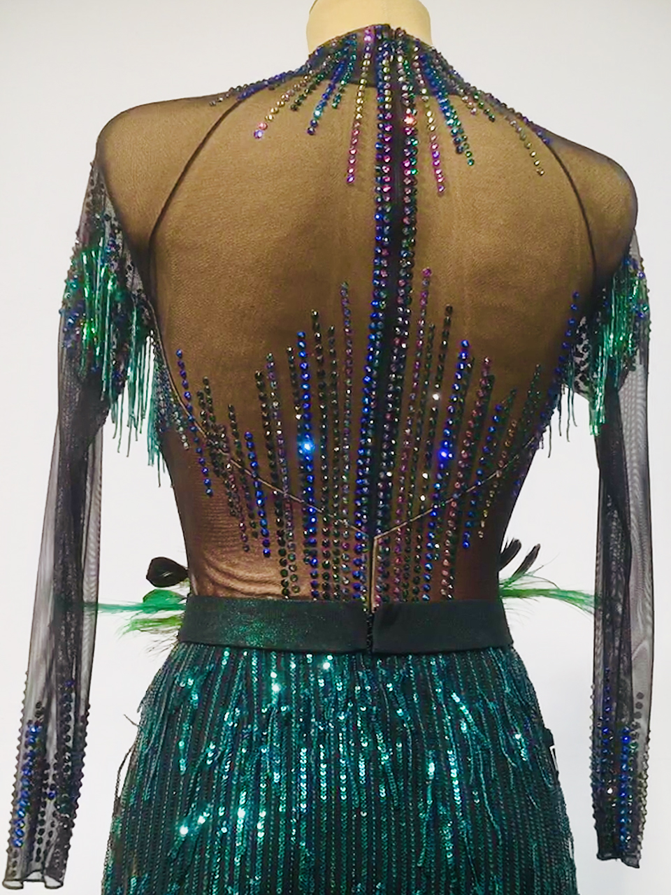 Emerald Sequin Latin Dress / HC20003 | DANCEBOX