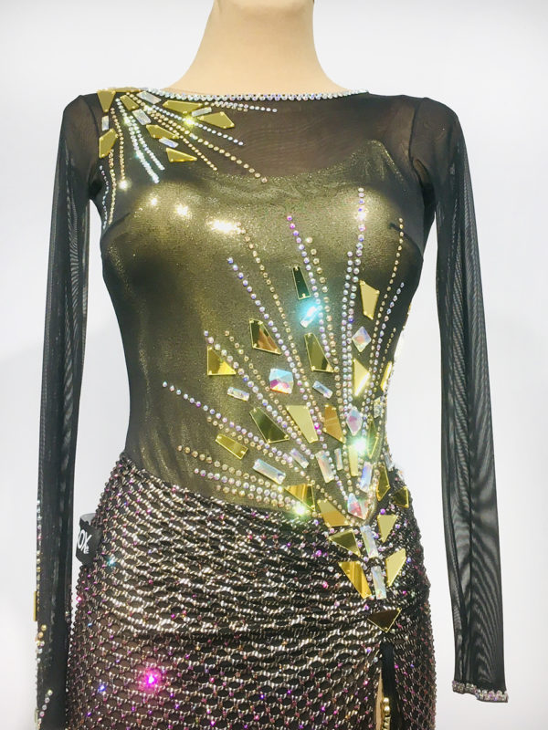 Gold Mirror Latin Dress  <br/> HC20005
