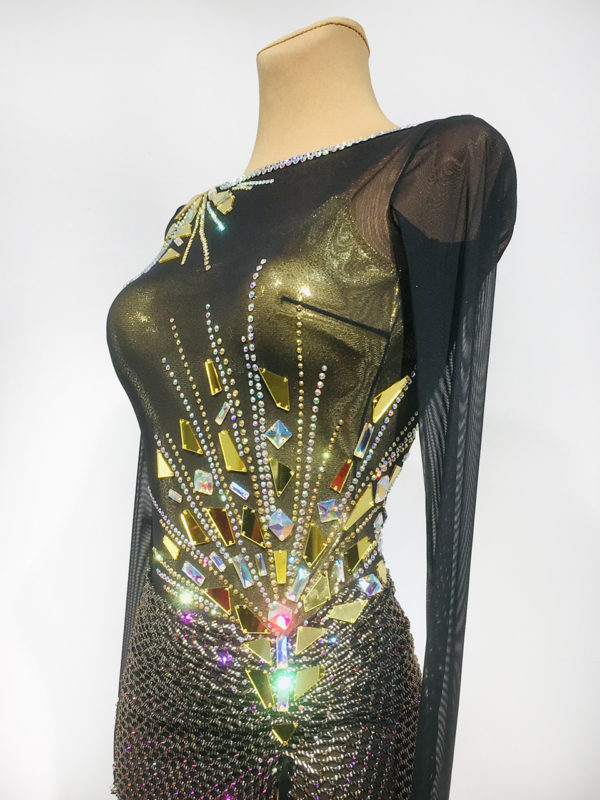 Gold Mirror Latin Dress  <br/> HC20005