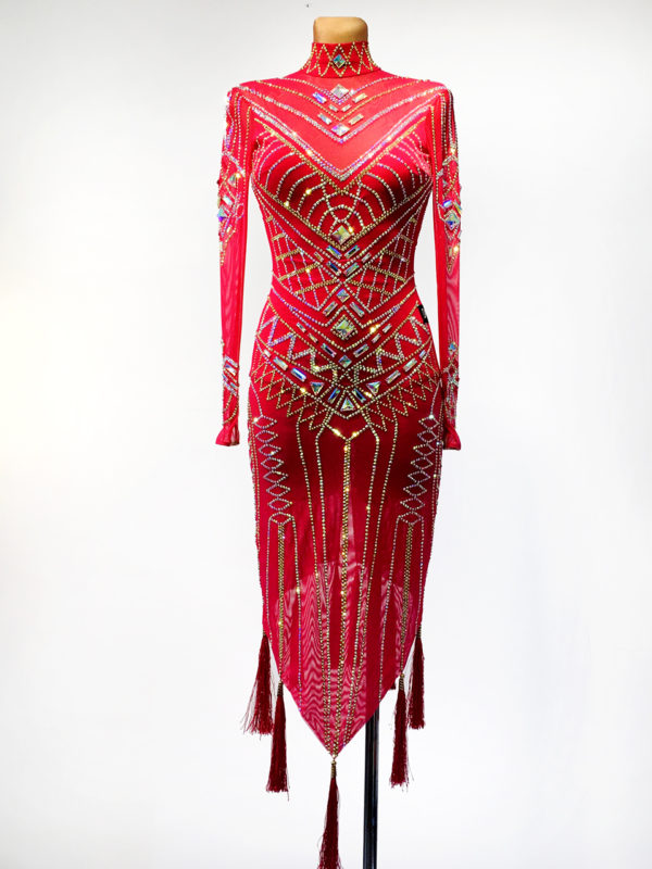 Cerise Faberge Latin Dress <br/> HC20008