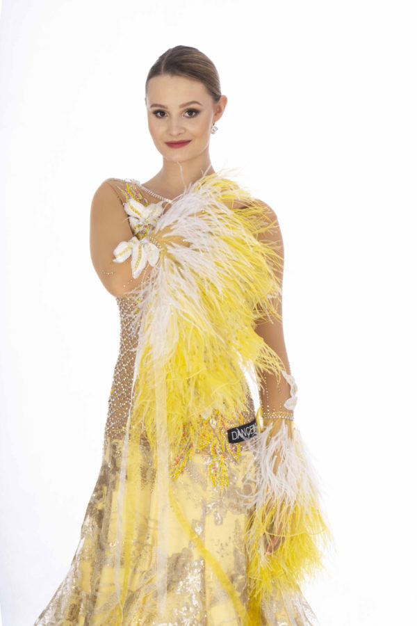 Gold Feather Ballroom Dress <br/> HC20010