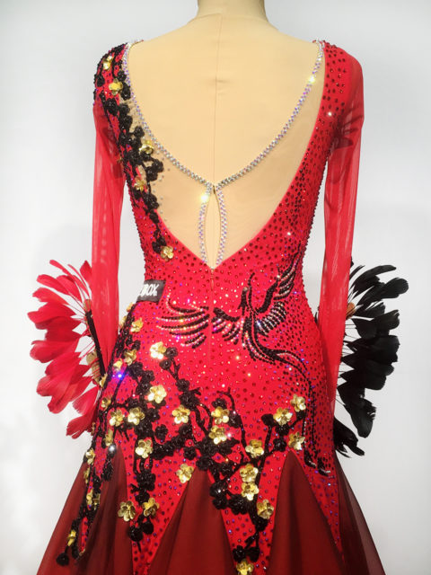 Red Cherry Blossom Ballroom Dress / HC20012 | DANCEBOX