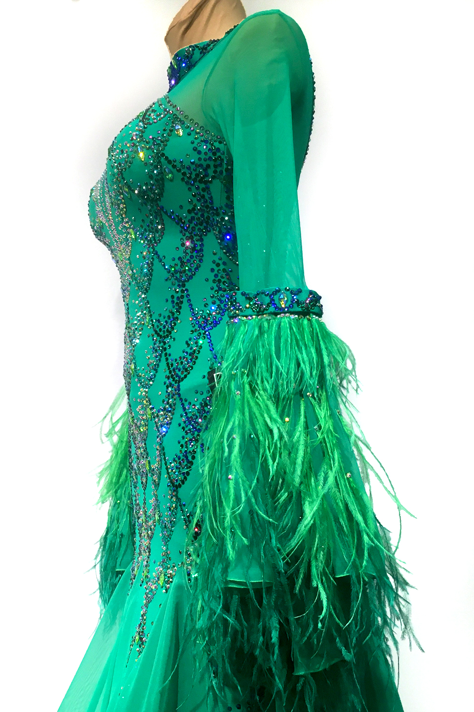 Emerald Fish Scale Ballroom Dress / HC20020 | DANCEBOX