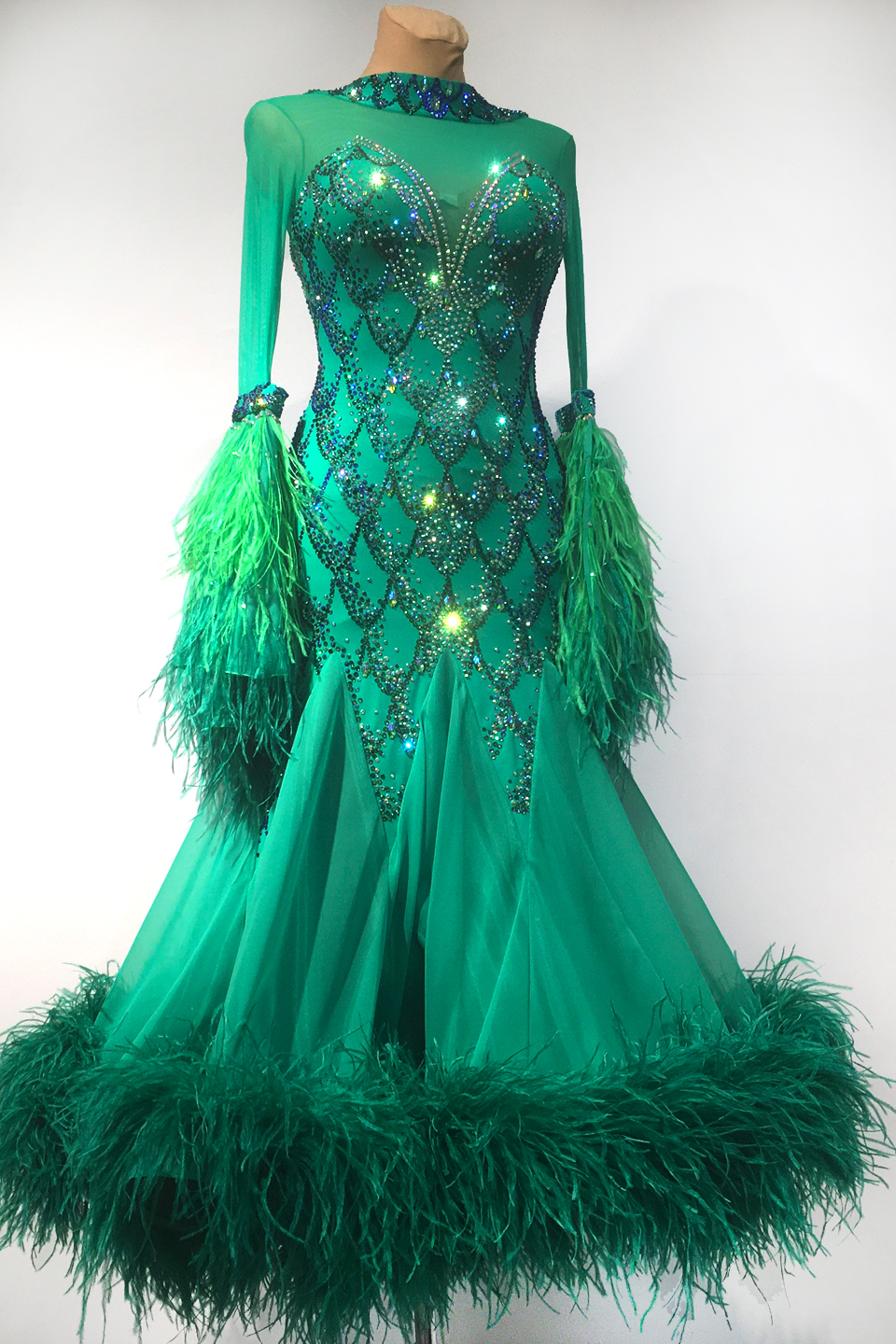 Emerald Fish Scale Ballroom Dress ...