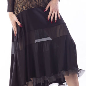 Lace Trim Ballroom Skirt-Black<br/> P15120044-01