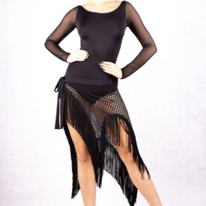 Fringe Wrap Latin Skirt black <br/> P14120053-02