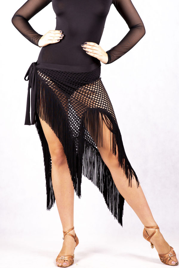Fringe Wrap Latin Skirt black <br/> P14120053-02