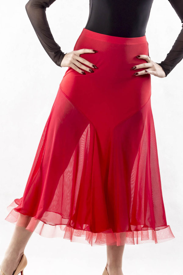 Hour Glass Ballroom Skirt-Red<br/> P14120048-02