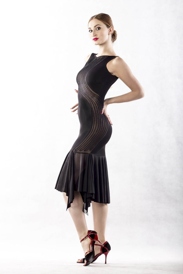 Swirl Latin Dress Black <br/> P17120035-01