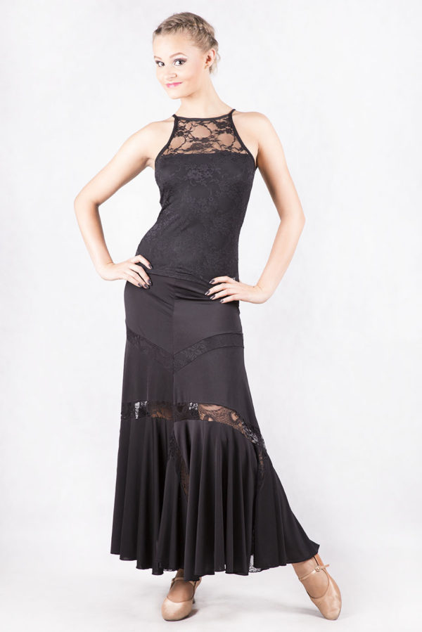 Wave Ballroom Skirt-Black<br/> P16120022-01