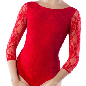 3-4 Sleeve Lace Body Red <br/> P15120040-02